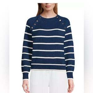 Lands' End Women Drifter Cotton Gold Button Sweater Size X-Large NEW